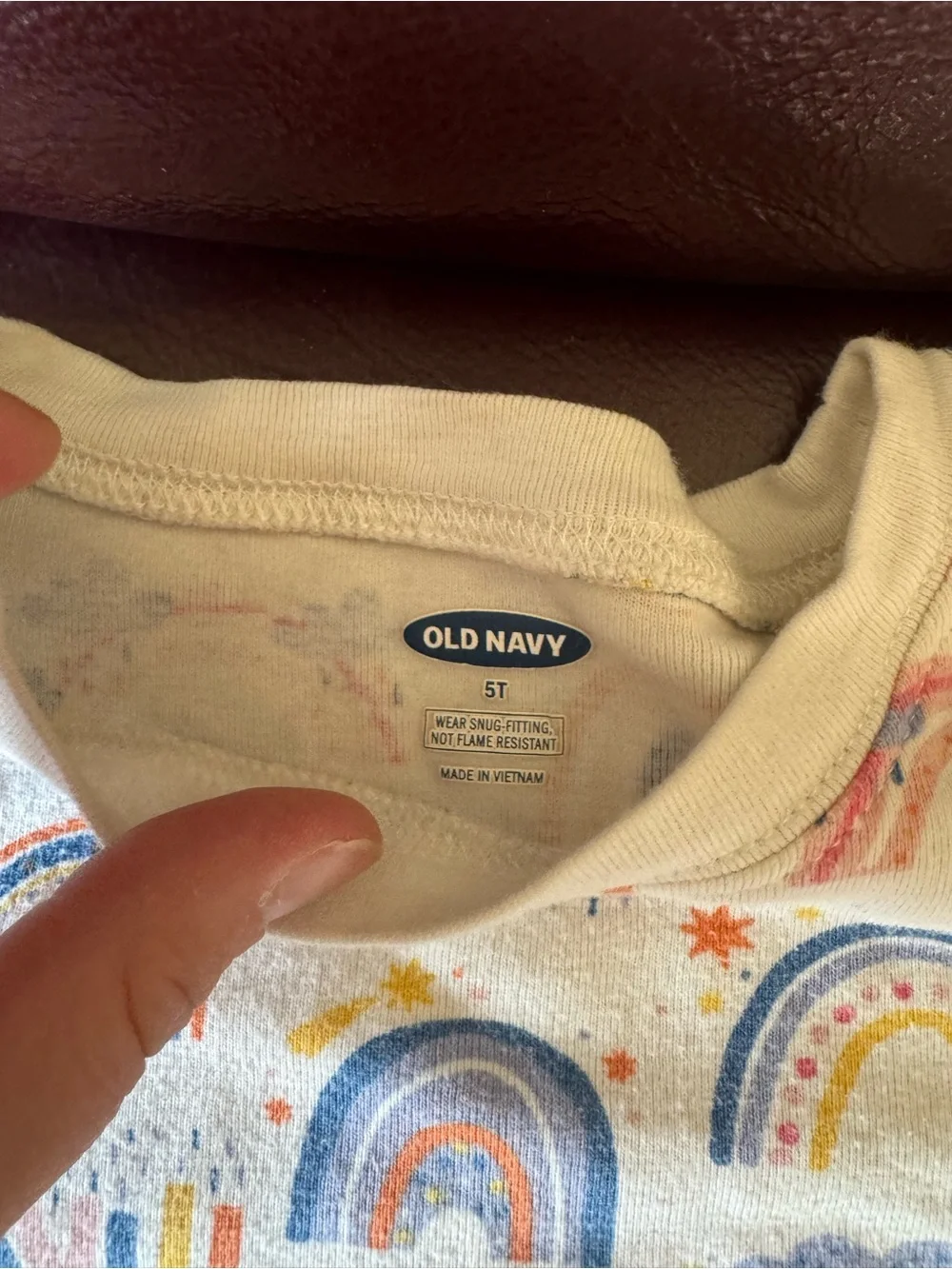Old Navy Cream Tee with Rainbow Print